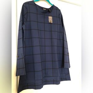 Du Jour Long Sleeve Windowpane Tunic NWT